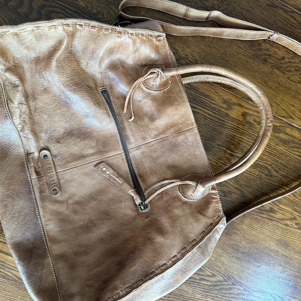 BED|STU Brown Leather Shoulder Bag with Structured Design